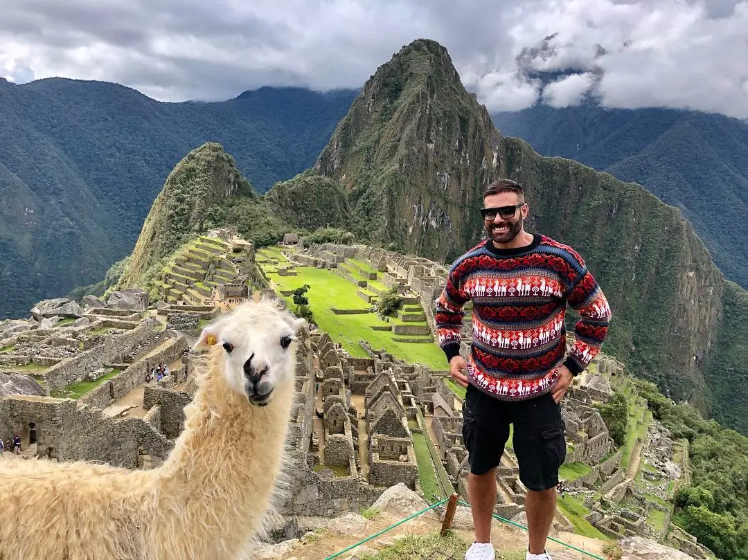 Machu Picchu Circuit 2 classic photo viewpoint with llama